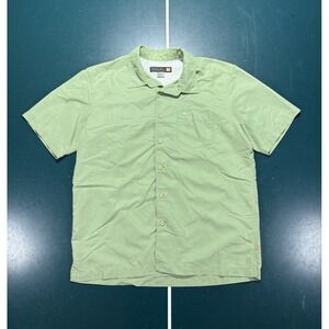 Vintage Y2K Quiksilver Button Up Shirt Men's Large Green White Check Rayon Surf